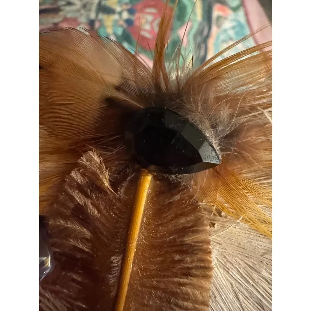 Jane Tran 2010 Feather Crystal Statement Hair Barrette Clip Rare